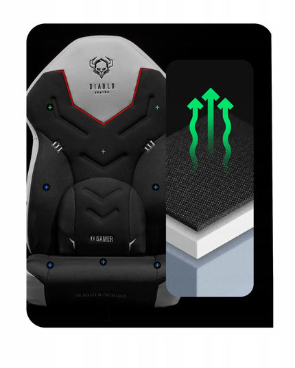 Diablo X-Gamer 2.0 žaidimų kėdė, aptraukta audiniu, dydis Normal: Snow White