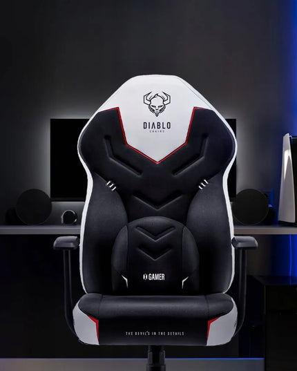 Diablo X-Gamer 2.0 žaidimų kėdė, aptraukta audiniu, dydis Normal: Snow White