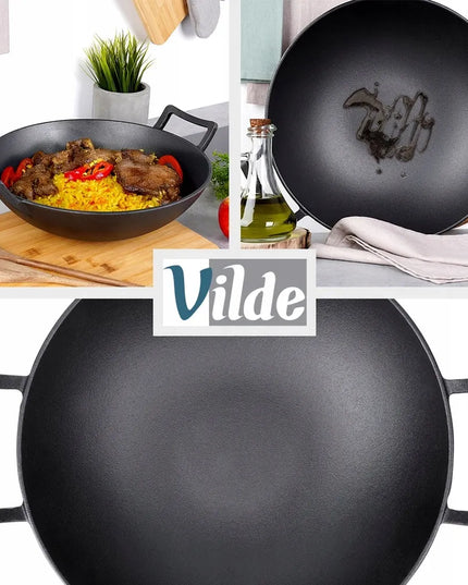 Didelė KETINĖ WOK keptuvė azijietiškų patiekalų kepimui ir troškinimui, 36 cm