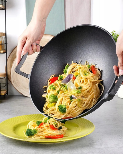 Didelė KETINĖ WOK keptuvė azijietiškų patiekalų kepimui ir troškinimui, 36 cm