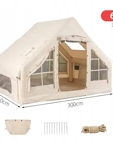 DIDELĖ PRIPUČIAMA KEMPINGO PALAPINĖ 4 ASMENIMS SU POMPA 6,3 m² 300x210 CM