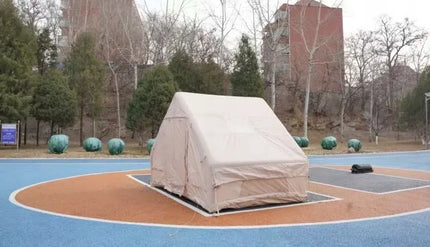 DIDELĖ PRIPUČIAMA KEMPINGO PALAPINĖ 4 ASMENIMS SU POMPA 6,3 m² 300x210 CM