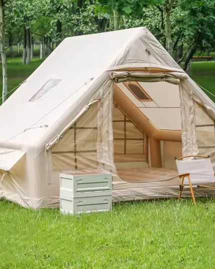 DIDELĖ PRIPUČIAMA KEMPINGO PALAPINĖ 4 ASMENIMS SU POMPA 6,3 m² 300x210 CM