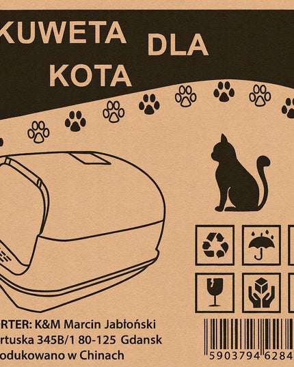 Didelė uždara kačių tualeto dėžė su kastuvėliu (F057)