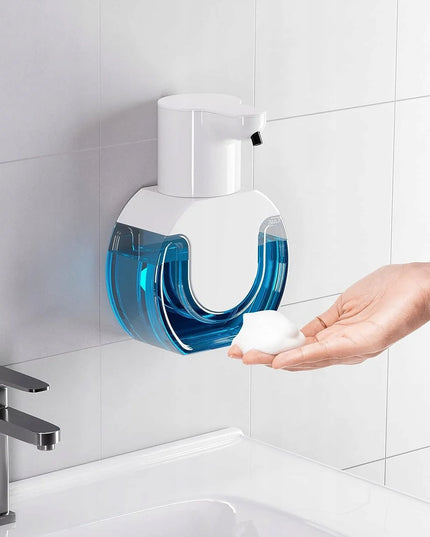 Didelis 420 ml bekontaktis muilo dozatorius, pastatomas arba tvirtinamas prie sienos, automatinis