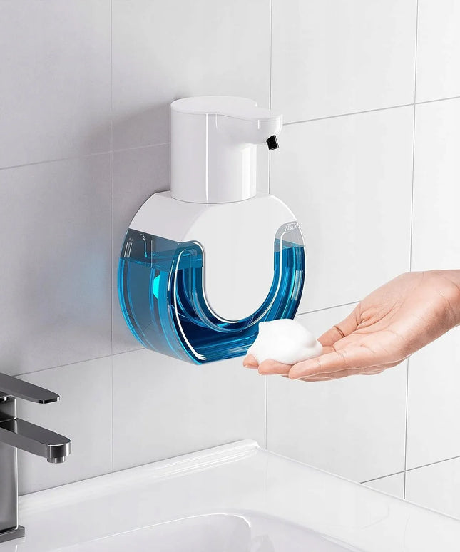 Didelis 420 ml bekontaktis muilo dozatorius, pastatomas arba tvirtinamas prie sienos, automatinis