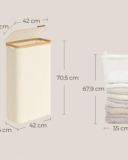 DIDELIS 65 l skalbinių krepšys Spacetronik, aukštas ir siauras, 70 cm, su išimamu įdėklu ir rankenomis