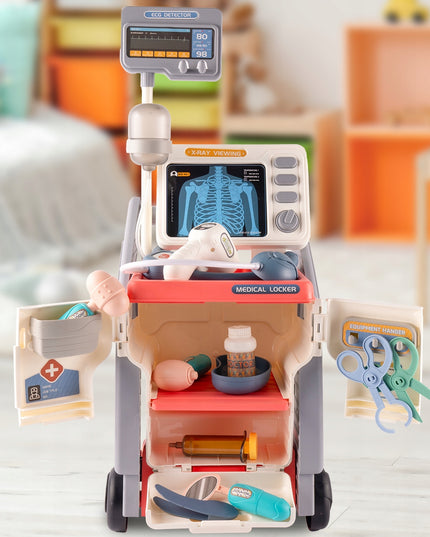 Didelis gydytojo rinkinys su EKG vežimėliu vaikams