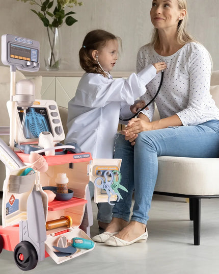 Didelis gydytojo rinkinys su EKG vežimėliu vaikams