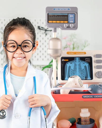 Didelis gydytojo rinkinys su EKG vežimėliu vaikams