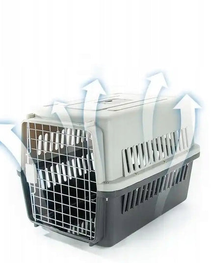 Didelis gyvūnų transportavimo narvas katėms, šunims ir triušiams iš tvirto plastiko 48x30x32 cm