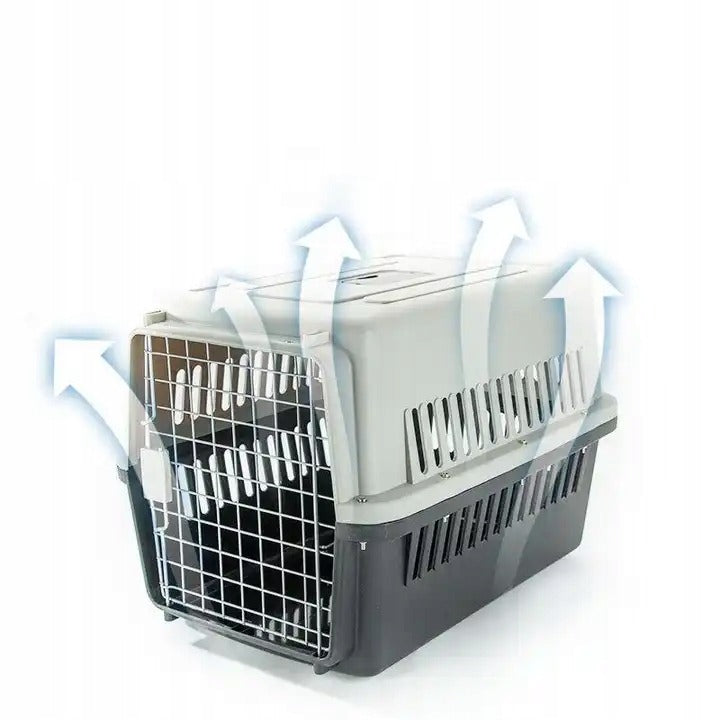 Didelis gyvūnų transportavimo narvas katėms, šunims ir triušiams iš tvirto plastiko 48x30x32 cm
