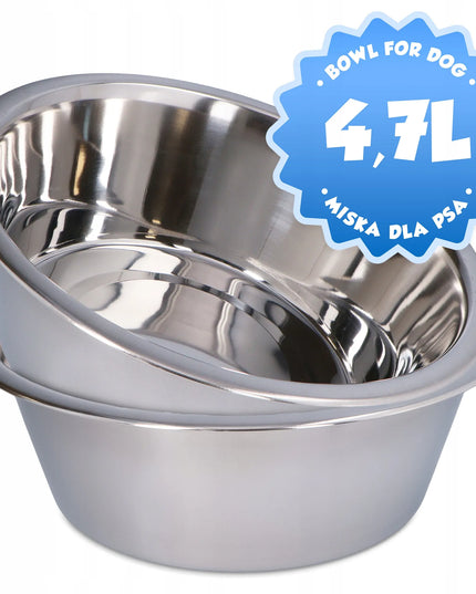 Didelis metalinis dubuo šunims 4,7 l – nerūdijančio plieno, sidabrinis