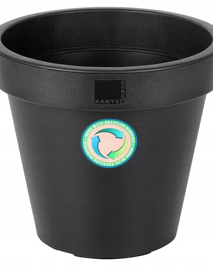 Didelis sodo vazonas, lauko plastikinis apvalus juodas vazonas 29x26 cm