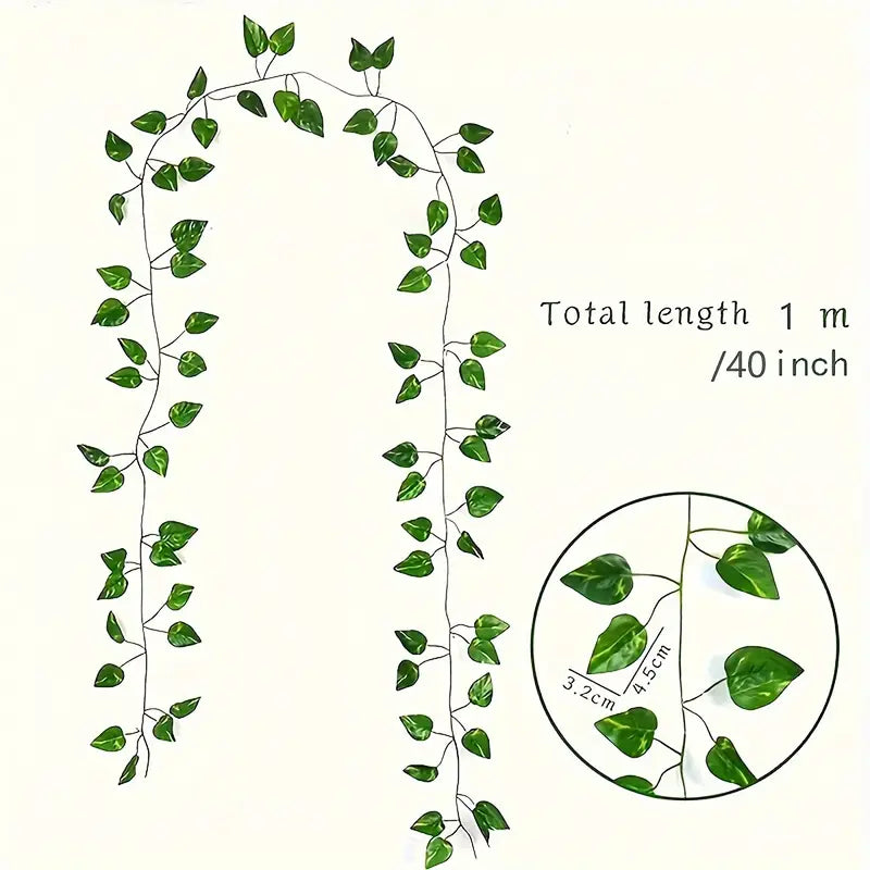 Žali Dirbtiniai Vijokliniai Lapai - Dekoratyvinė Girlianda, Vynmedžio Simuliacija, Namų Dekoras, Sodo Papuošimas