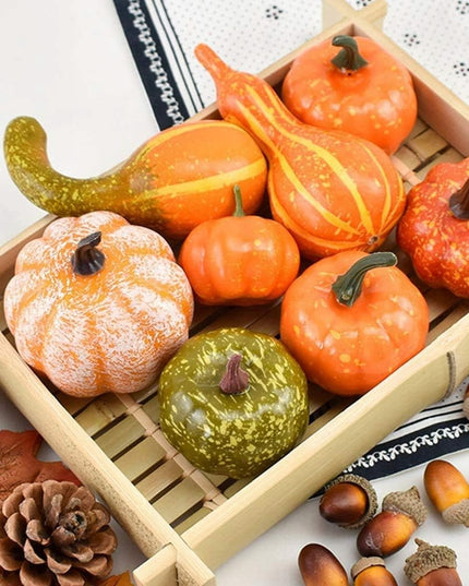 Dirbtiniai Moliūgai, Lapai ir Gilių Rinkinys, 48vnt, Helovinui ir Rudens Dekoracijoms