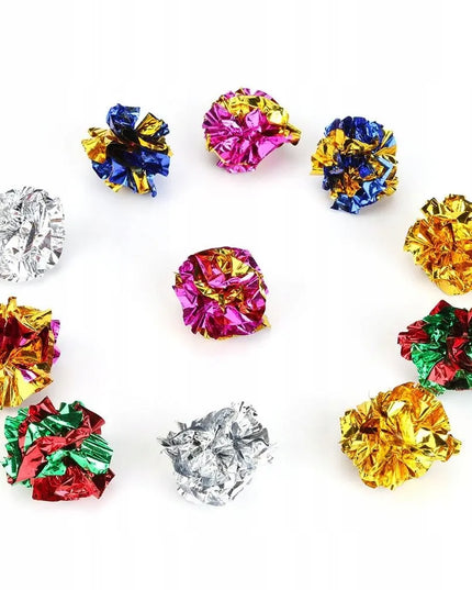 DKM metalizuoti folijos kamuoliukai katėms, 12 vnt.