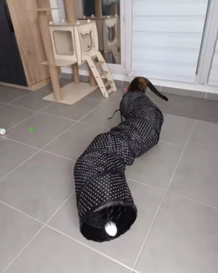DKM milžiniškas tunelis katėms 130 cm, sulankstomas, 4 angos