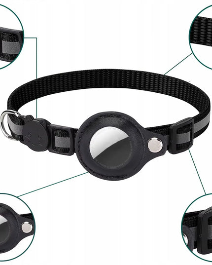 DKM šviesą atspindintis antkaklis katėms su AirTag laikikliu ir atsisegimo mechanizmu