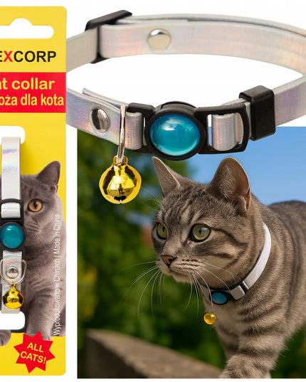 Doggy kačių antkaklis su varpeliu – reguliuojamas 20–30 cm – melsvas