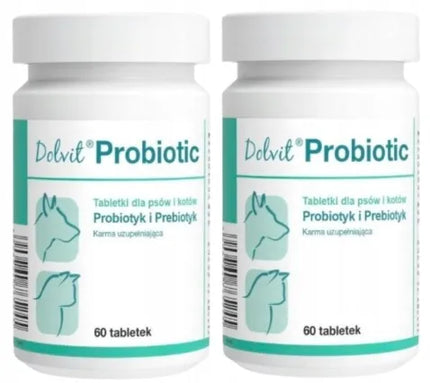 Dolfos Dolvit Probiotic probiotikas ir prebiotikas šunims ir katėms 2x60 tablečių