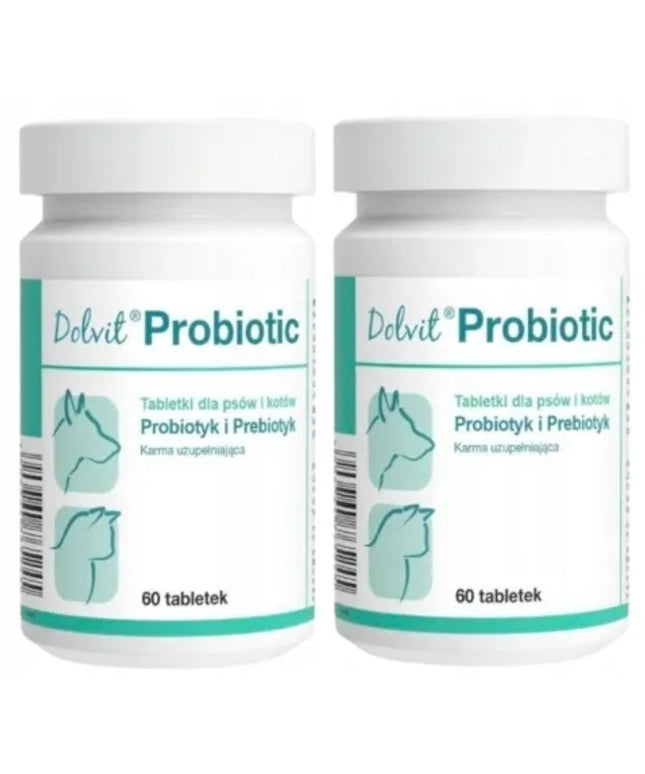 Dolfos Dolvit Probiotic probiotikas ir prebiotikas šunims ir katėms 2x60 tablečių