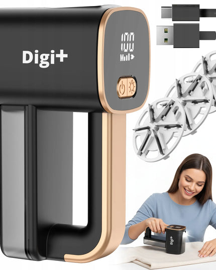 Drabužių ir audinių pūkų rinkiklis Digi+ M3, galingas, akumuliatorinis, USB, LED