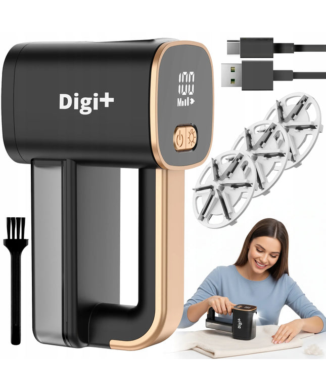 Drabužių ir audinių pūkų rinkiklis Digi+ M3, galingas, akumuliatorinis, USB, LED