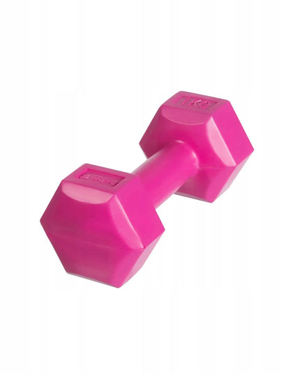 DrFit bituminiai hanteliai 2x 1 kg, rožiniai, skirti fitneso pratimams