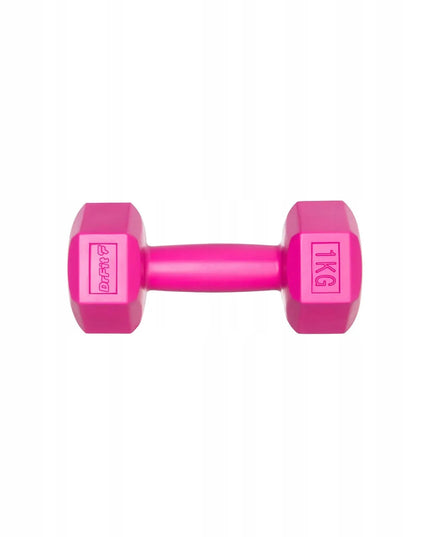 DrFit bituminiai hanteliai 2x 1 kg, rožiniai, skirti fitneso pratimams