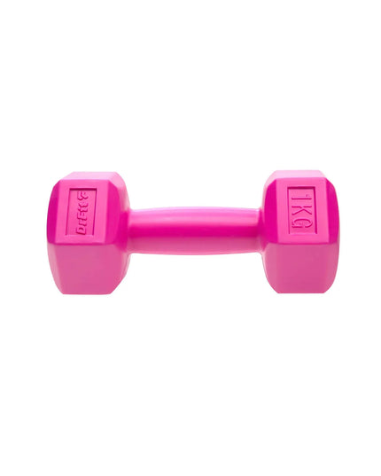 DrFit bituminiai hanteliai 2x 1 kg, rožiniai, skirti fitneso pratimams