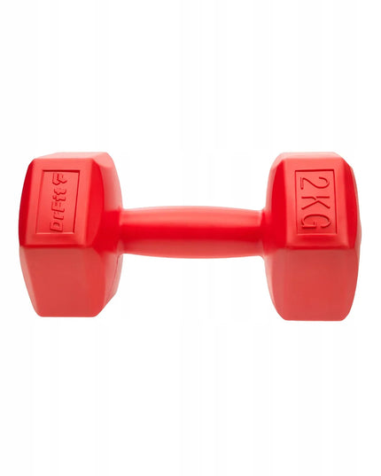 DrFit bituminiai hanteliai svarmenys fitnesui šešiakampiai rinkinys 2x2kg raudoni