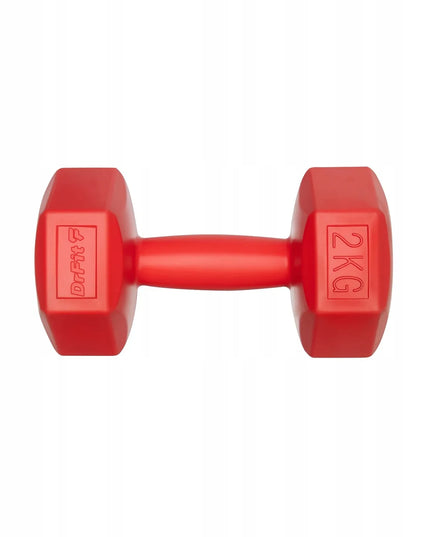 DrFit bituminiai hanteliai svarmenys fitnesui šešiakampiai rinkinys 2x2kg raudoni