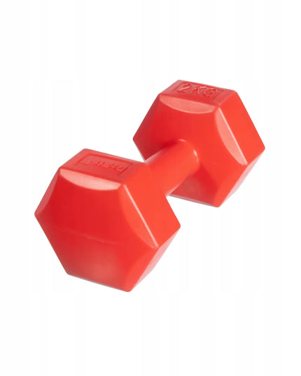 DrFit bituminiai hanteliai svarmenys fitnesui šešiakampiai rinkinys 2x2kg raudoni