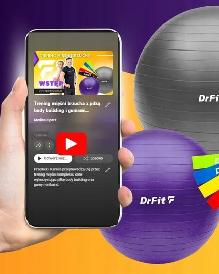 DrFit fitneso mankštos kamuolys 75 cm + pompa