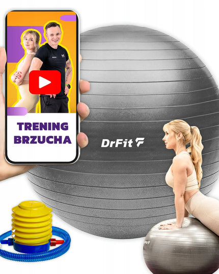 DrFit fitneso mankštos kamuolys 75 cm + pompa