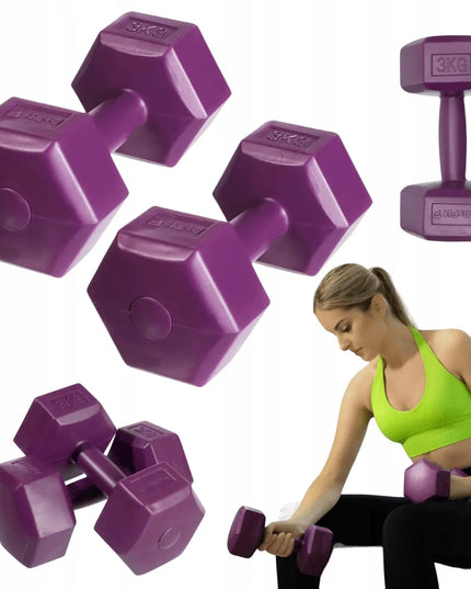 DrFit fitneso svareliai hanteliai 2x 3 kg moterims, violetiniai