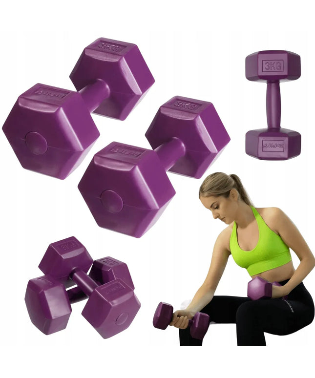 DrFit fitneso svareliai hanteliai 2x 3 kg moterims, violetiniai