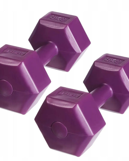 DrFit fitneso svareliai hanteliai 2x 3 kg moterims, violetiniai