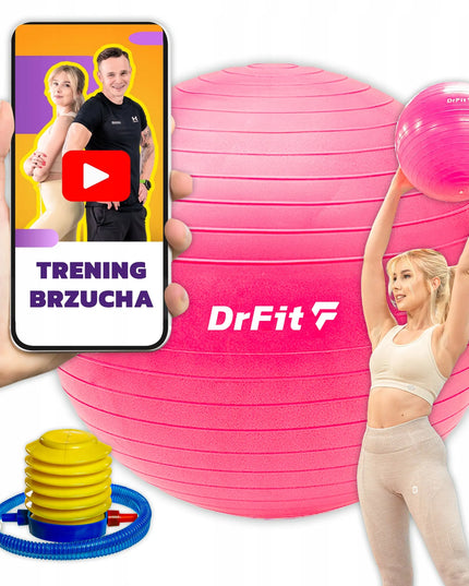 DrFit gimnastikos kamuolys 45 cm rožinis su pompa