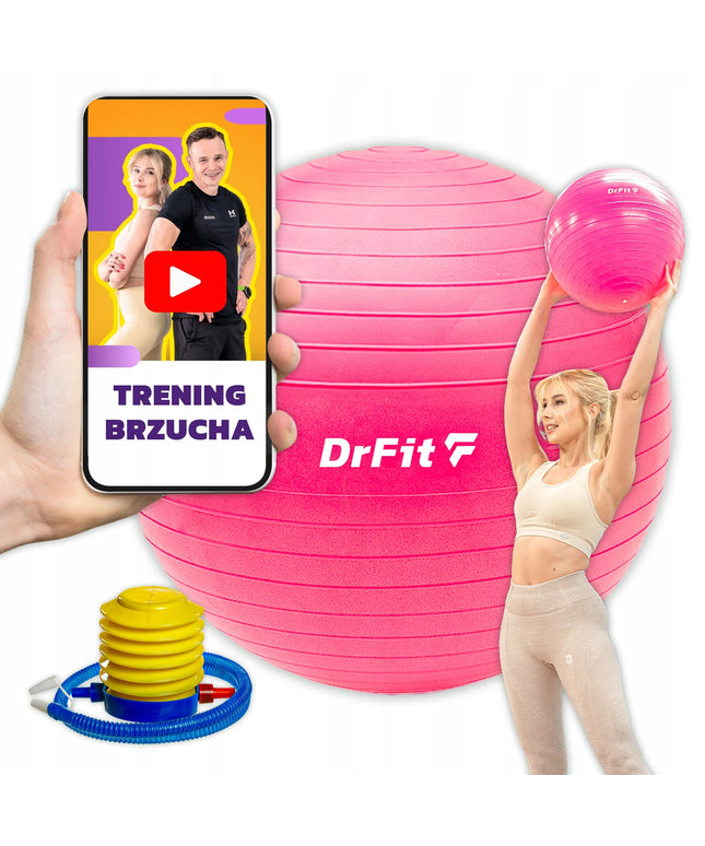 DrFit gimnastikos kamuolys 45 cm rožinis su pompa