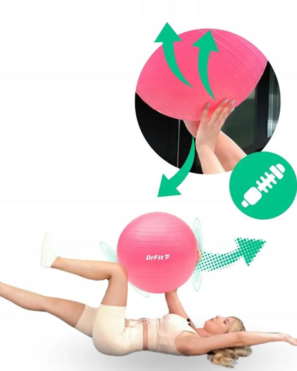 DrFit gimnastikos kamuolys 45 cm rožinis su pompa