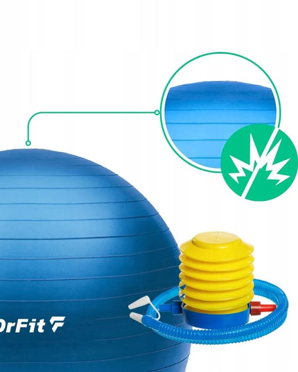 DrFit gimnastikos kamuolys jogos mankštai ir reabilitacijai, tvirtas, 65 cm, su pompa