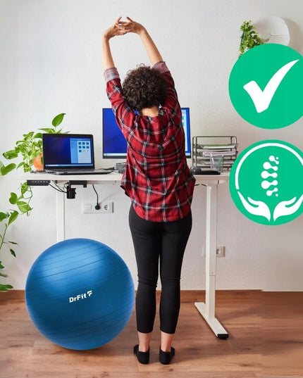DrFit gimnastikos kamuolys jogos mankštai ir reabilitacijai, tvirtas, 65 cm, su pompa