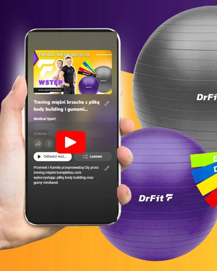 DrFit gimnastikos kamuolys jogos mankštai ir reabilitacijai, tvirtas, 65 cm, su pompa