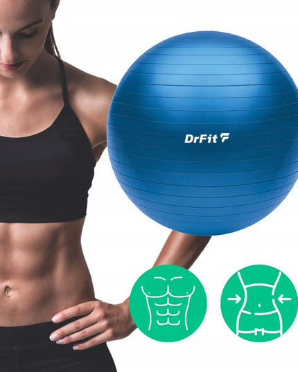 DrFit gimnastikos kamuolys jogos mankštai ir reabilitacijai, tvirtas, 65 cm, su pompa