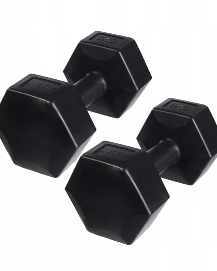 DrFit Heksagoniniai hanteliai mankštai, Pilates, jėgos treniruotėms, 2x6 kg, juodi