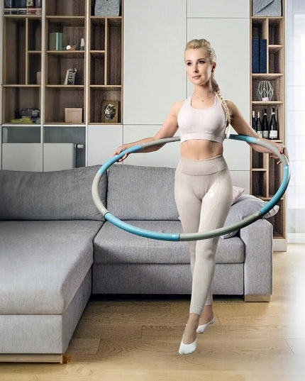 DrFit Hula Hop klasikinis sulankstomas lieknėjimo lankas, ø 100 cm, pilkai mėlynas