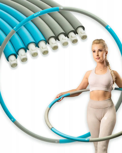 DrFit Hula Hop klasikinis sulankstomas lieknėjimo lankas, ø 100 cm, pilkai mėlynas