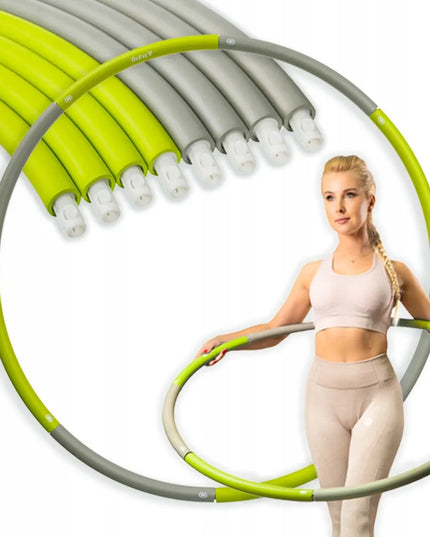DrFit Hula Hop klasikinis sulankstomas liekninantis kardio gimnastikos lankas 100 cm pilkas-žalias